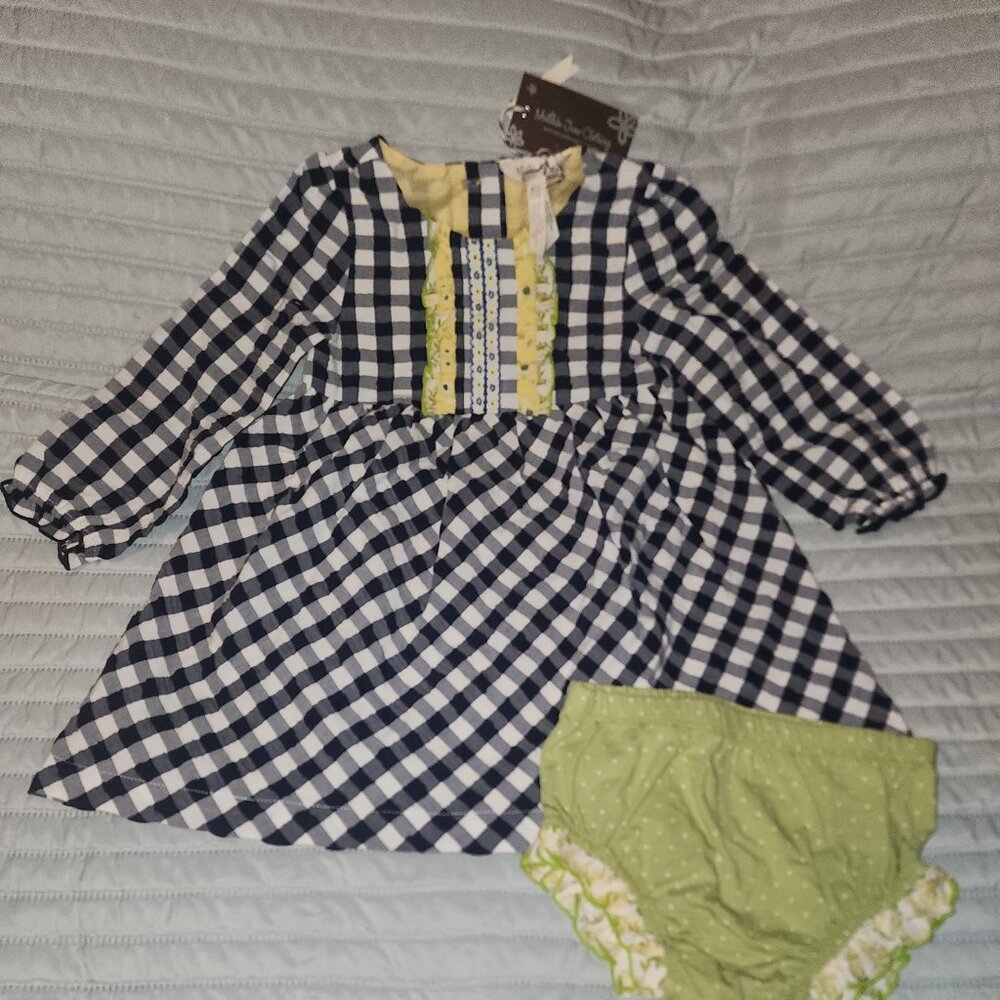 NWT~MATILDA JANE~2pc Gingham & Giggles LS Lined DRESS~Sz 18-24m